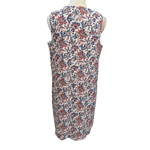 J. McLaughlin Rue Coral/Blue Linen Floral Sleeveless Shift Dress Medium NEW $218 - Picture 7 of 16